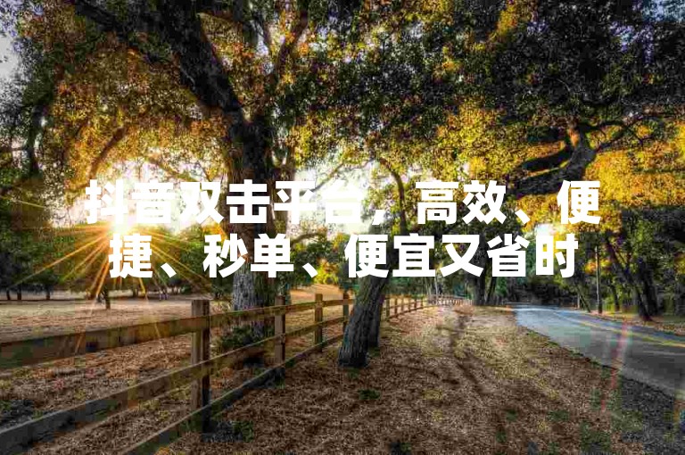 抖音双击平台，高效、便捷、秒单、便宜又省时