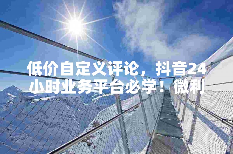 低价自定义评论，抖音24小时业务平台必学！微利也疯狂！