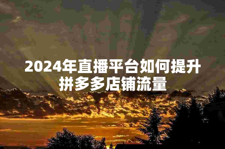2024年直播平台如何提升拼多多店铺流量