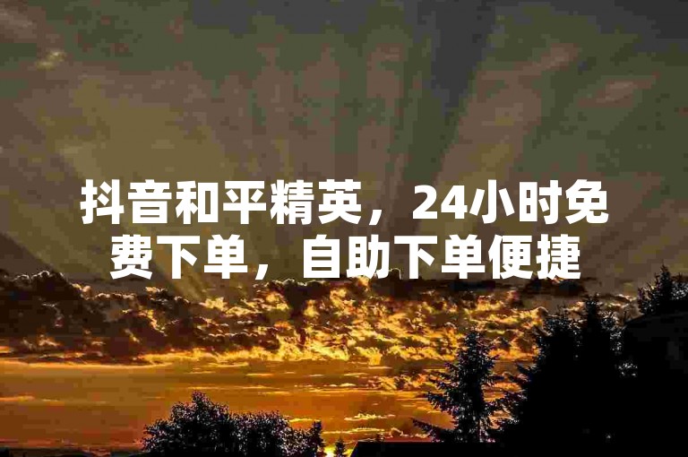 抖音和平精英，24小时免费下单，自助下单便捷