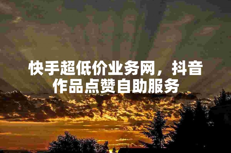 快手超低价业务网，抖音作品点赞自助服务