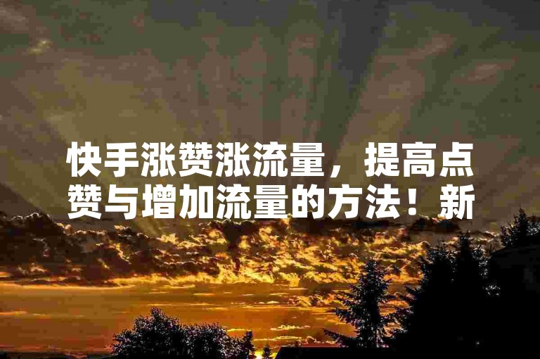 快手涨赞涨流量，提高点赞与增加流量的方法！新人必看！