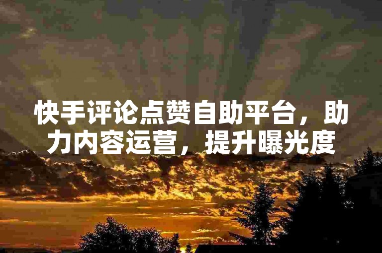 快手评论点赞自助平台，助力内容运营，提升曝光度✨