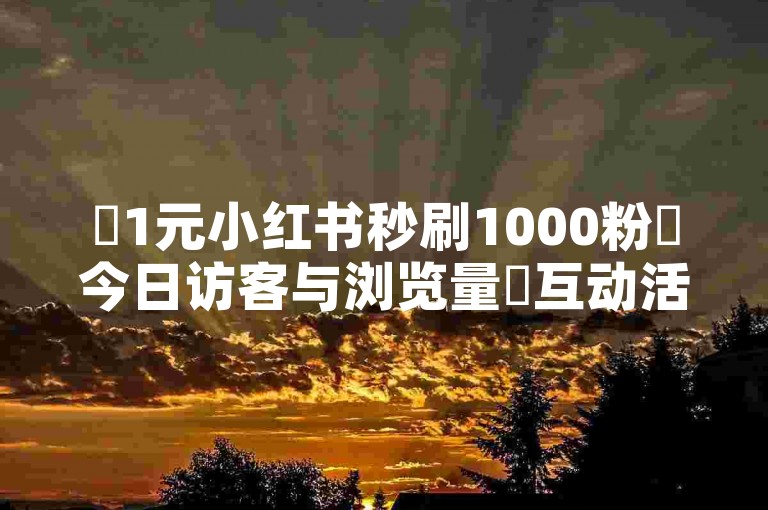✨1元小红书秒刷1000粉✨今日访客与浏览量✨互动活动✨小红书✨