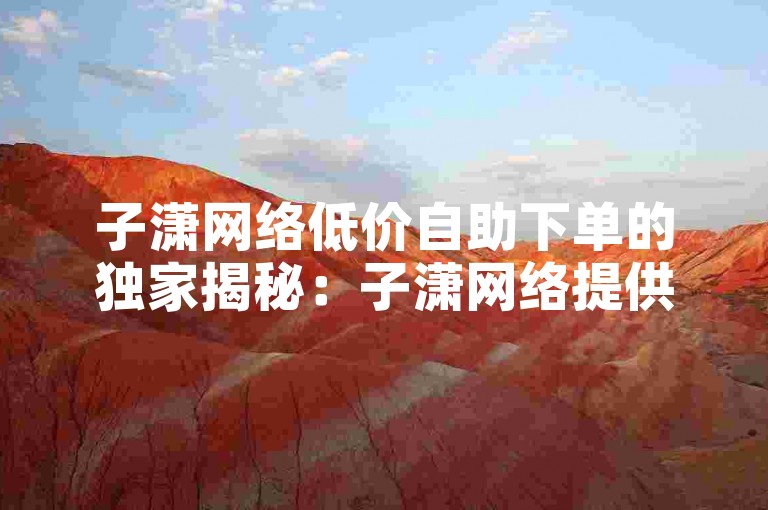 子潇网络低价自助下单的独家揭秘：子潇网络提供经济实惠的自助下单服务！2025必学