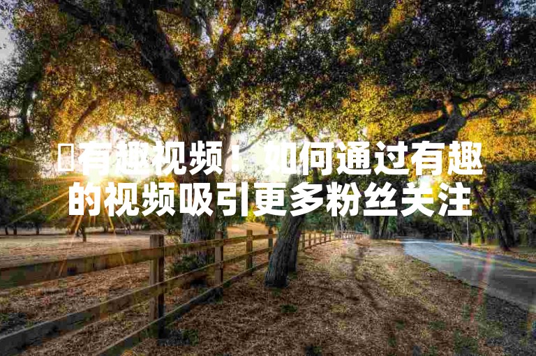 ✨有趣视频！如何通过有趣的视频吸引更多粉丝关注和互动？🔥🔥🔥🔥🔥