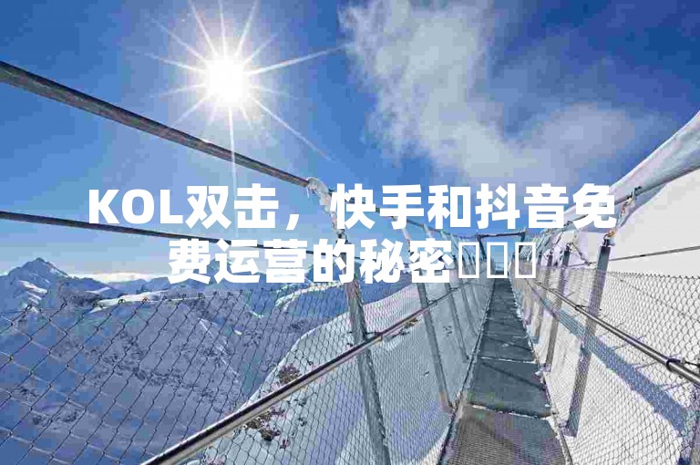 KOL双击，快手和抖音免费运营的秘密✨✨✨