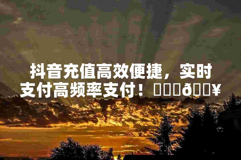 抖音充值高效便捷，实时支付高频率支付！✨✨✨🔥🔥🔥