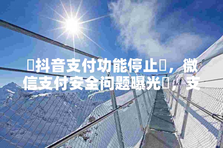 ✨抖音支付功能停止✨，微信支付安全问题曝光✨，支付安全威胁升级✨