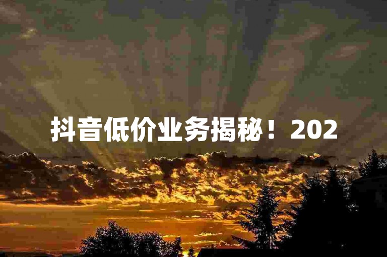 抖音低价业务揭秘！2025必学-卡盟批发业务平台✨🔥