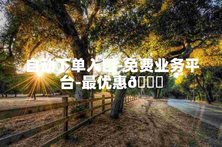 自动下单入口-免费业务平台-最优惠🚀