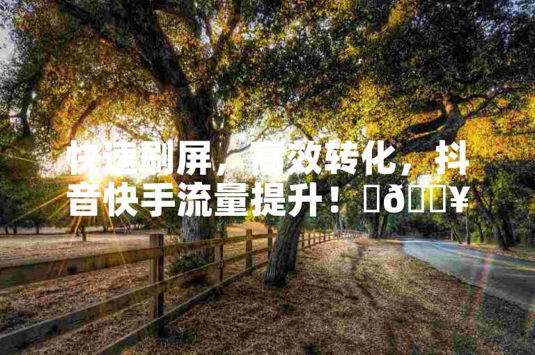 快速刷屏，高效转化，抖音快手流量提升！✨🔥