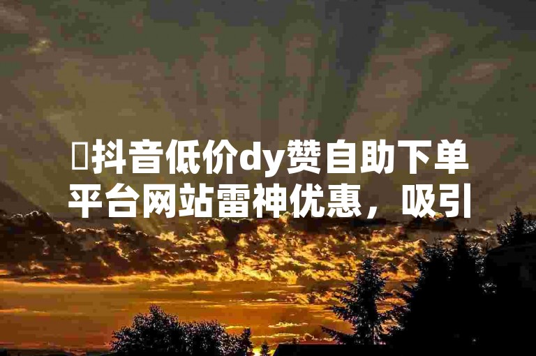 ✨抖音低价dy赞自助下单平台网站雷神优惠，吸引用户！✨