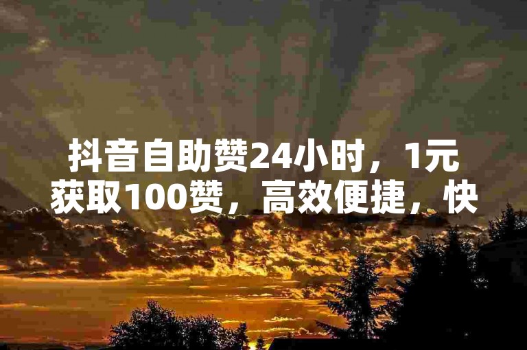 抖音自助赞24小时，1元获取100赞，高效便捷，快速获取！✨✨✨