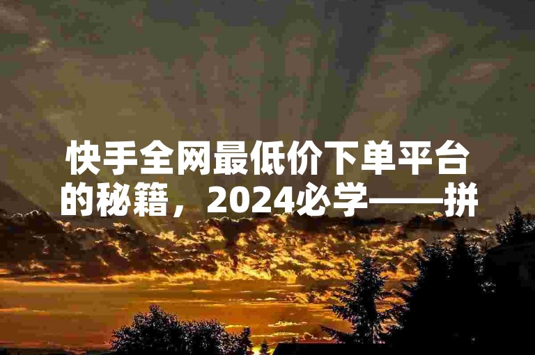 快手全网最低价下单平台的秘籍，2024必学——拼团必看！🔥✨