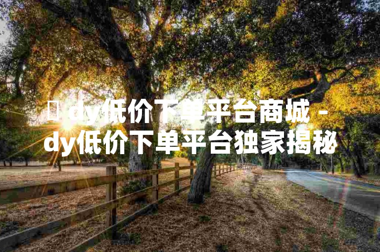 ✨ dy低价下单平台商城 - dy低价下单平台独家揭秘再战✨