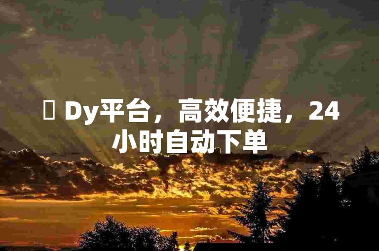 ✨ Dy平台，高效便捷，24小时自动下单