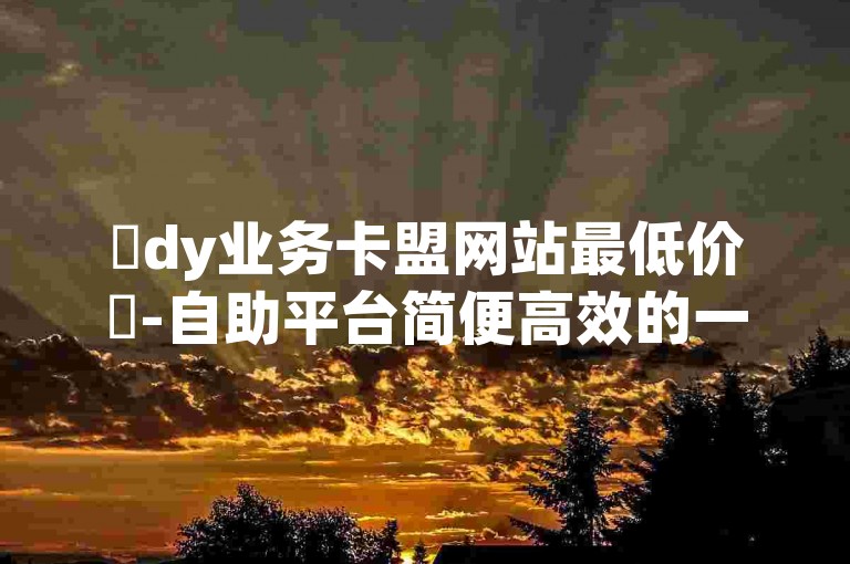 ✨dy业务卡盟网站最低价✨-自助平台简便高效的一站式服务