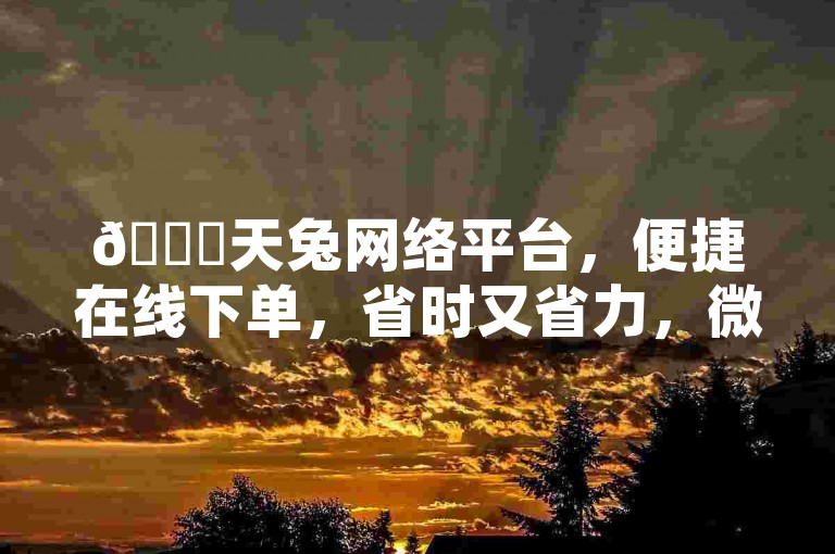 🚀天兔网络平台，便捷在线下单，省时又省力，微利也疯狂！