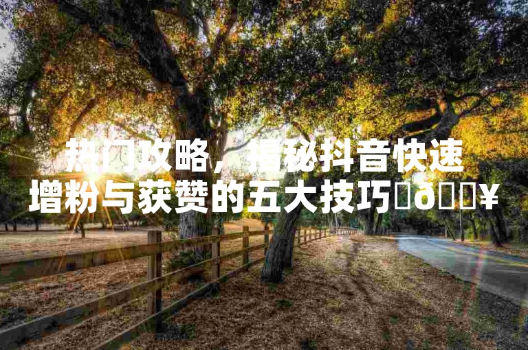 热门攻略，揭秘抖音快速增粉与获赞的五大技巧✨🔥🔥🔥🔥🔥