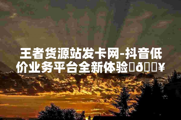 王者货源站发卡网-抖音低价业务平台全新体验✨🔥