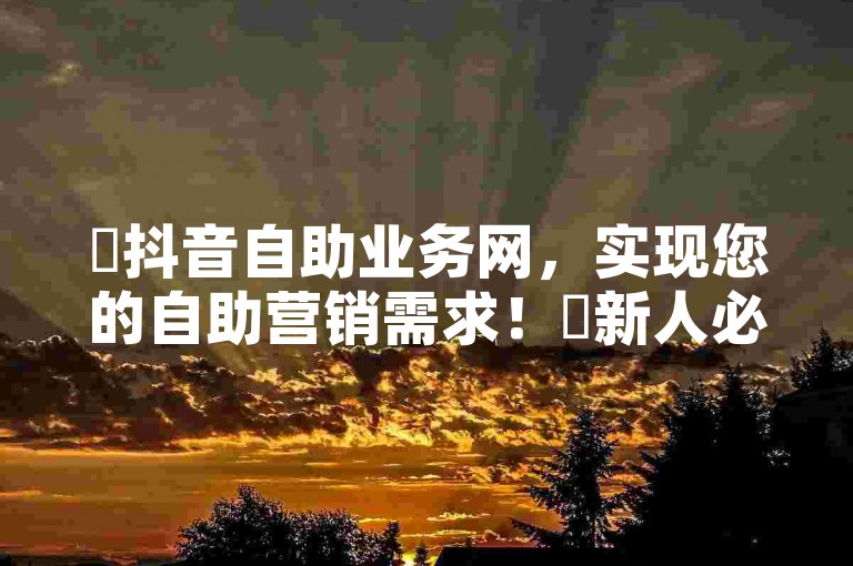 ✨抖音自助业务网，实现您的自助营销需求！✨新人必备！✨