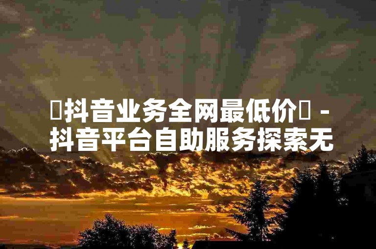 ✨抖音业务全网最低价✨ - 抖音平台自助服务探索无界