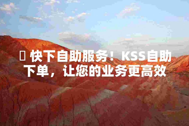 ✨ 快下自助服务！KSS自助下单，让您的业务更高效！✨