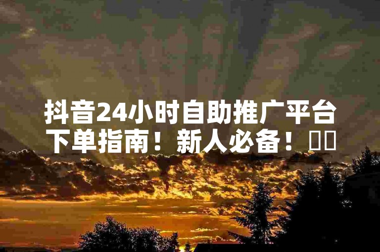 抖音24小时自助推广平台下单指南！新人必备！✨✨🔥✨