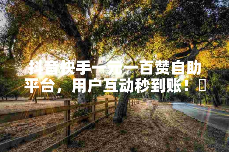 抖音快手一元一百赞自助平台，用户互动秒到账！✨✨