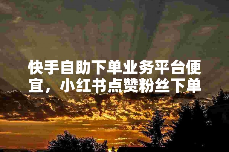 快手自助下单业务平台便宜，小红书点赞粉丝下单平台怎么用？快用小红书做自助下单，提升曝光率！✨✨