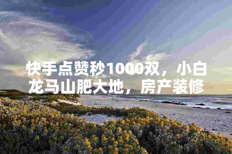 快手点赞秒1000双，小白龙马山肥大地，房产装修，0.01元，超值划算！房省钱！