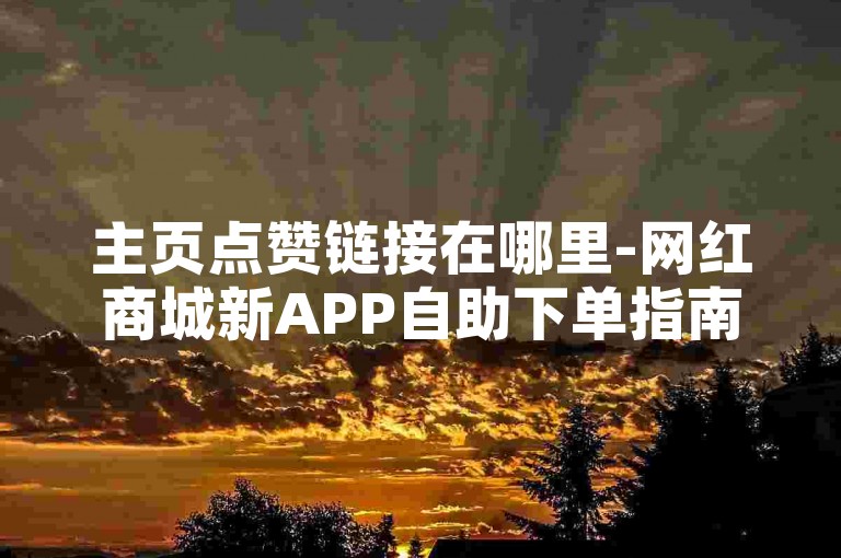 主页点赞链接在哪里-网红商城新APP自助下单指南！